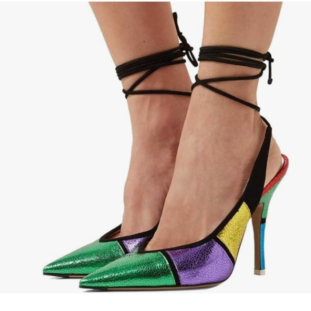 Fsj Multi High Heel Ankle Strap Sandals Pointed Toe Pumps Club Dress Shoes